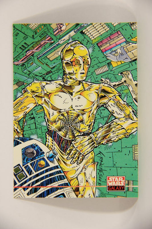 Star Wars Galaxy 1994 Topps Card #225 R2-D2 And C-3PO Droids Artwork ENG L008335