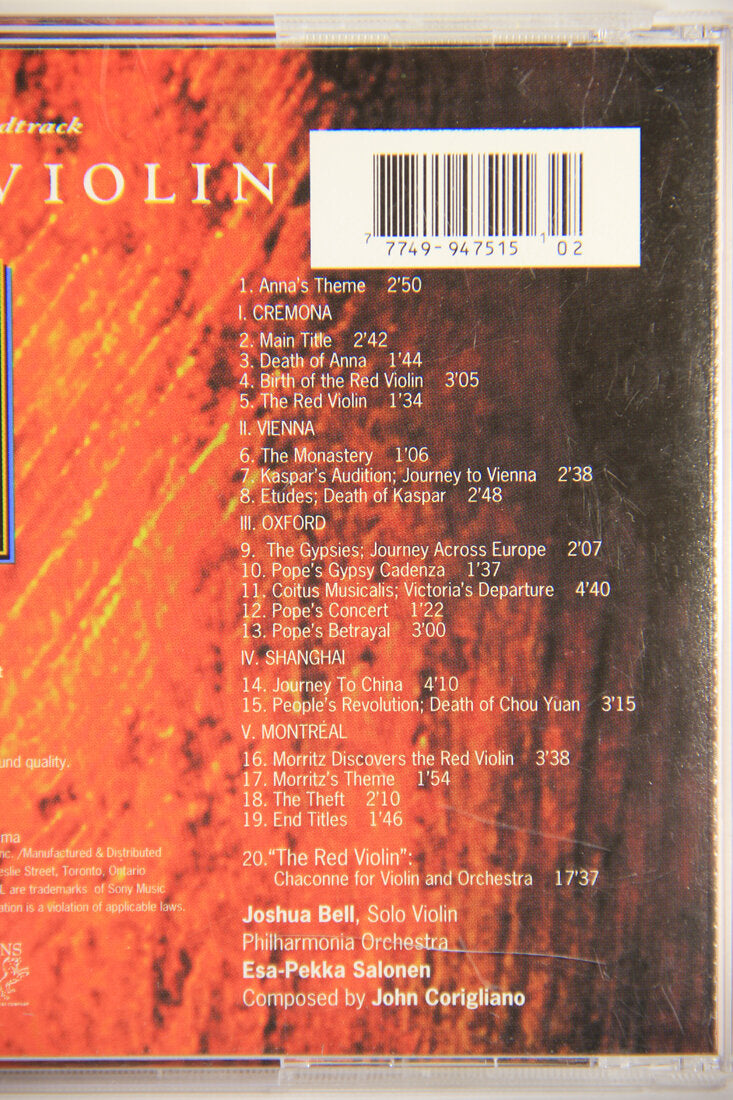The Red Violin Soundtrack 1999 OST John Corigliano Canada L008606