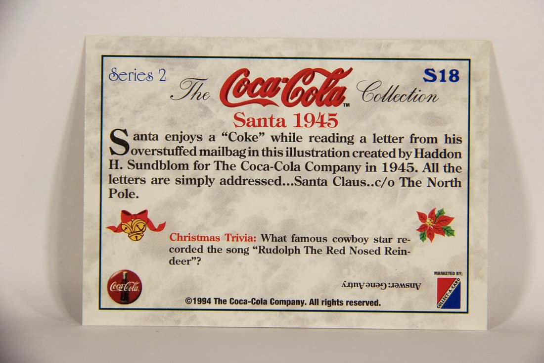 Coca-Cola Collection 1994 Trading Card #S-18 Santa 1945 Chase Card Greetings L008627