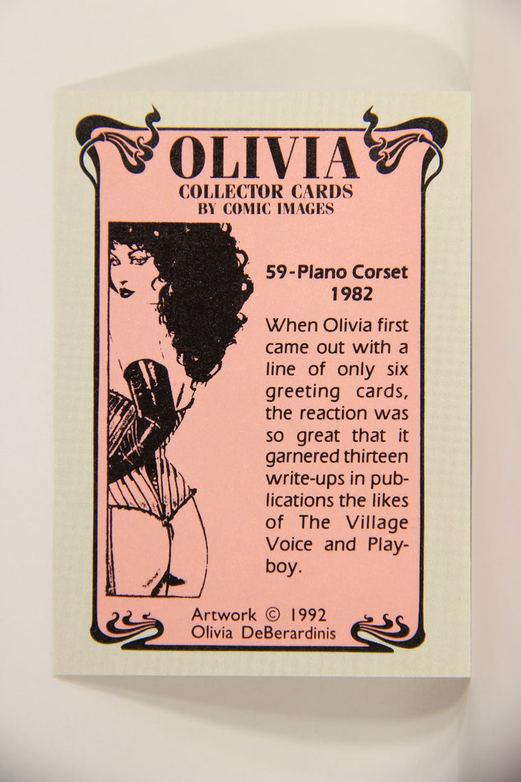 Olivia De Berardinis 1992 Trading Card #59 Piano Corset 1982 ENG Pin-Up Art L008698