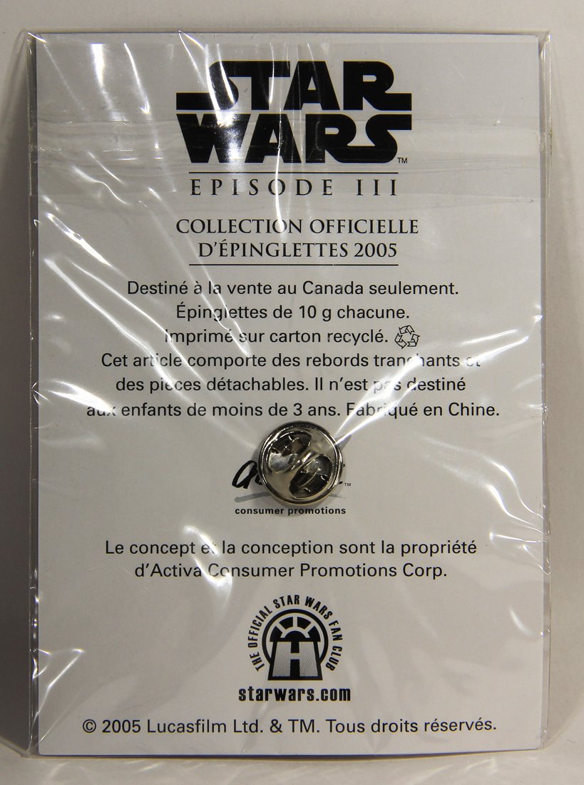 Star Wars Darth Sidious 2005 Canadian French Lapel Pin Revenge Of The Sith New Sealed L008943