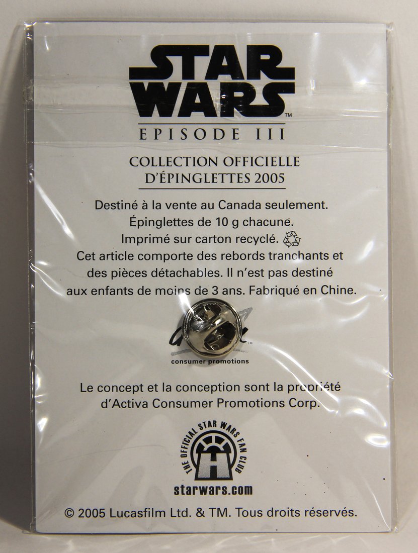 Star Wars Stormtrooper 2005 Canadian French Lapel Pin Revenge Of The Sith New Sealed L008946