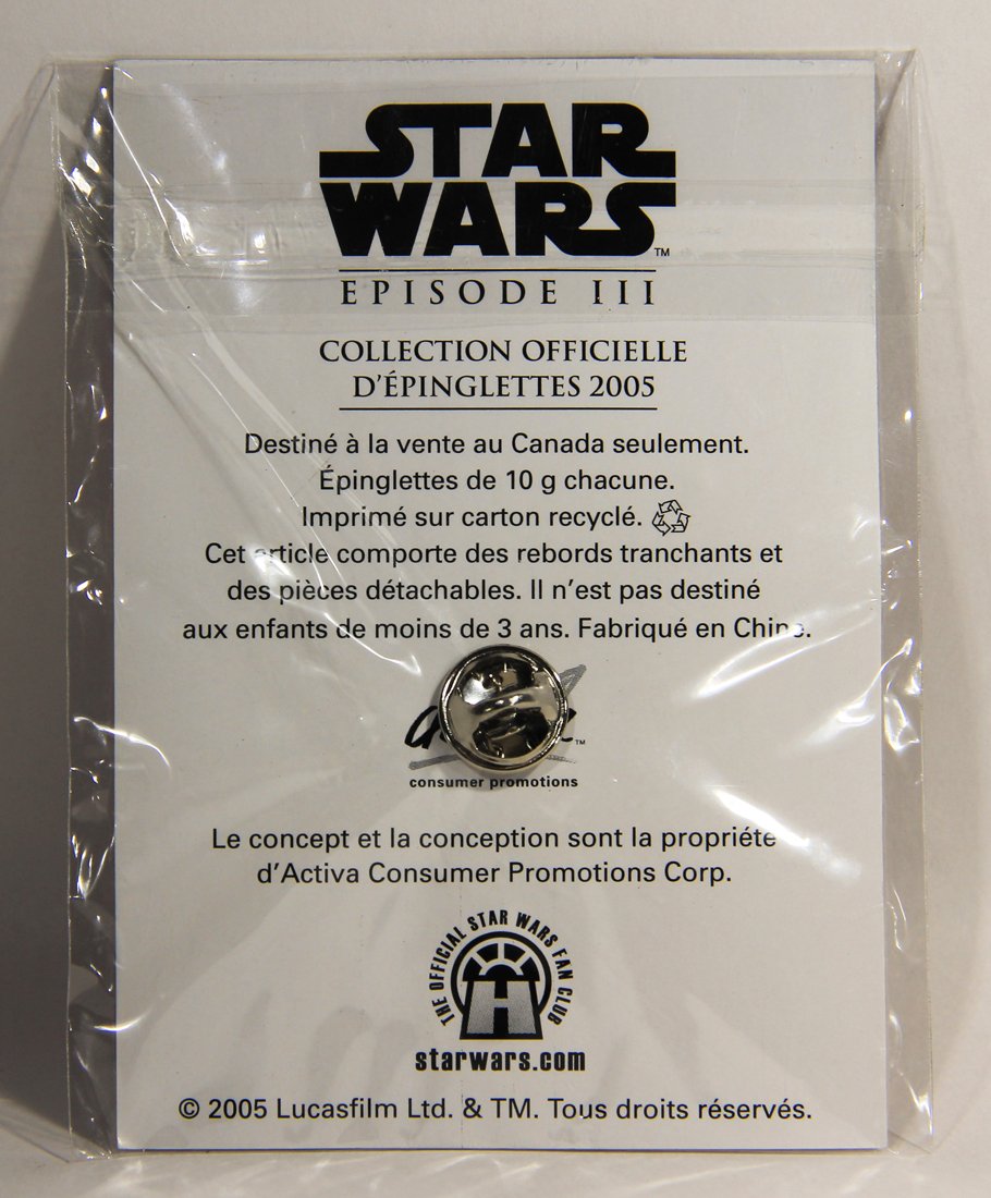 Star Wars Darth Vader 2005 Canadian French Lapel Pin Revenge Of The Sith New Sealed L008948