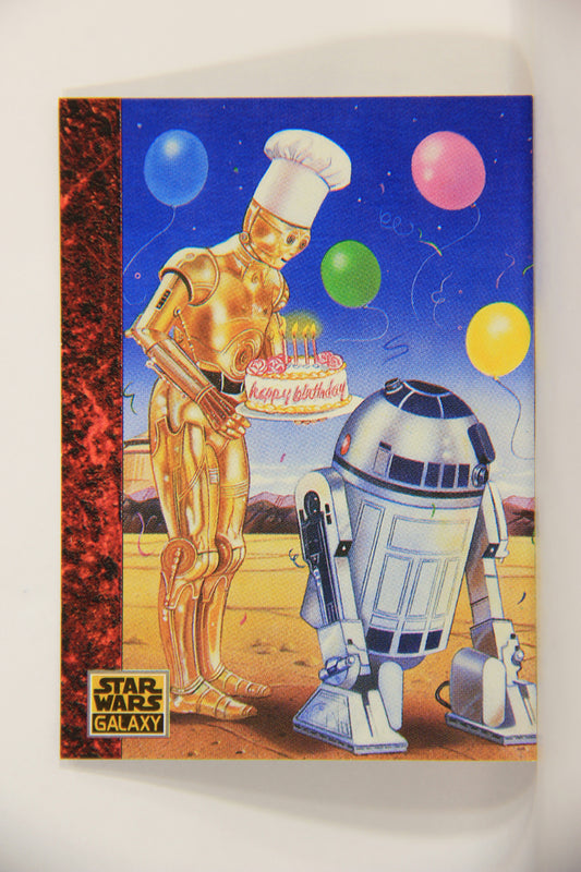 Star Wars Galaxy 1993 Topps Card #76 Even Droids Celebrate Artwork ENG L009310
