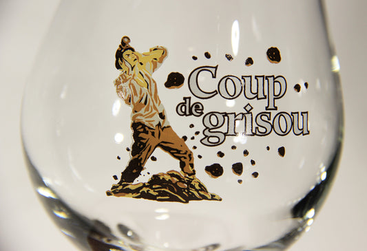 Coup De Grisou Tulip Beer Glass Canada Quebec Miner Logo firedamp explosion L009464