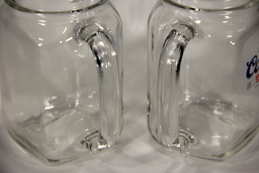 Coors Banquet Beer Mason Jar Glass Mug Set Of 2 USA L009502