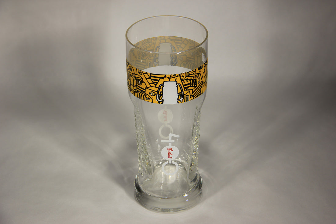 Grolsch 400th Years Edition Yellow Band 0.3L Beer Glass Embossed French Box Netherlands L009584