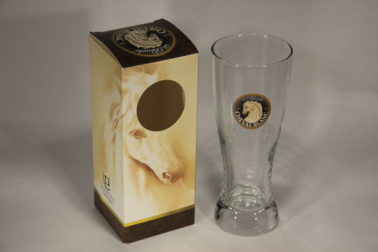 Cheval Blanc la Blanche Beer Pilsner Glass FR-ENG Box Canada Montreal Horse Logo L009598