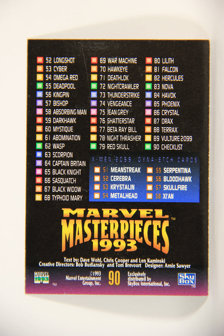 Marvel Masterpieces 1993 Trading Card #90 Checklist ENG SkyBox L010018