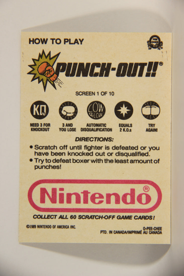 Nintendo Punch-Out 1989 Scratch-Off Card Screen #1 Of 10 ENG L010026