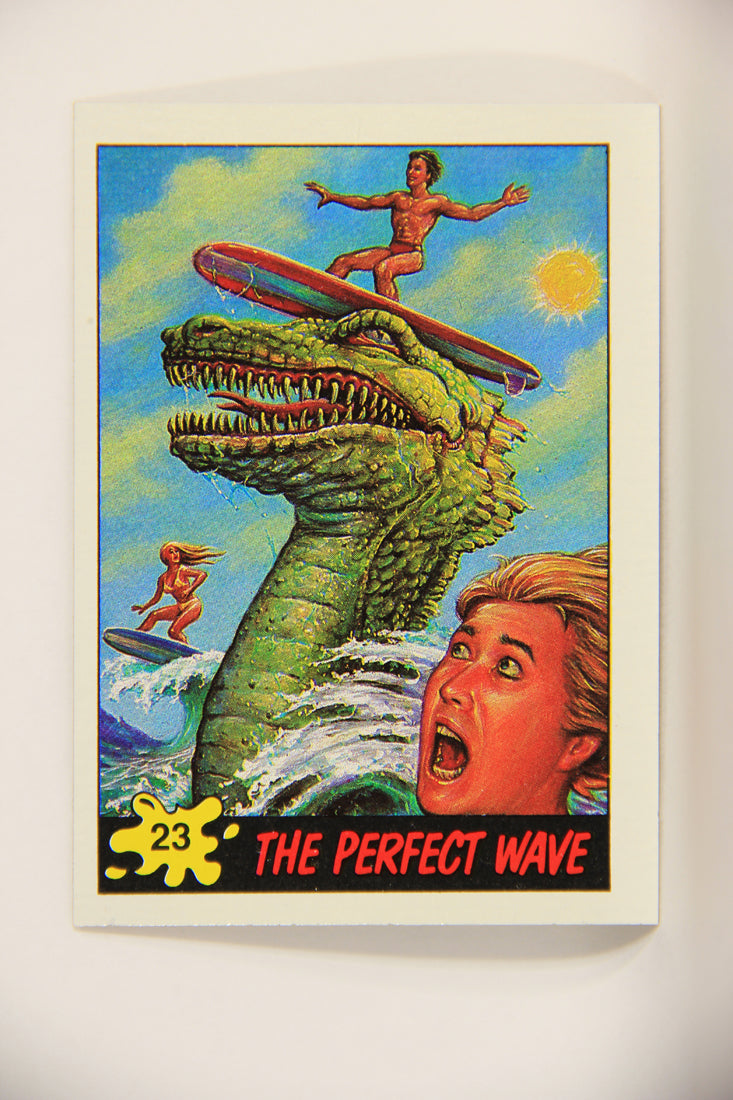 Dinosaurs Attack 1988 Vintage Trading Card #23 The Perfect Wave ENG L010067