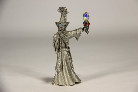 Vintage Pewter Figure Wizard With Torch L010186