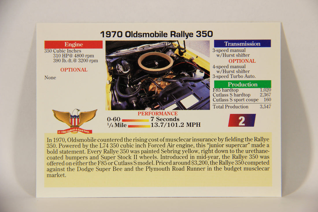 Musclecars 1992 Trading Card #2 - 1970 Oldsmobile Rallye 350 L011345
