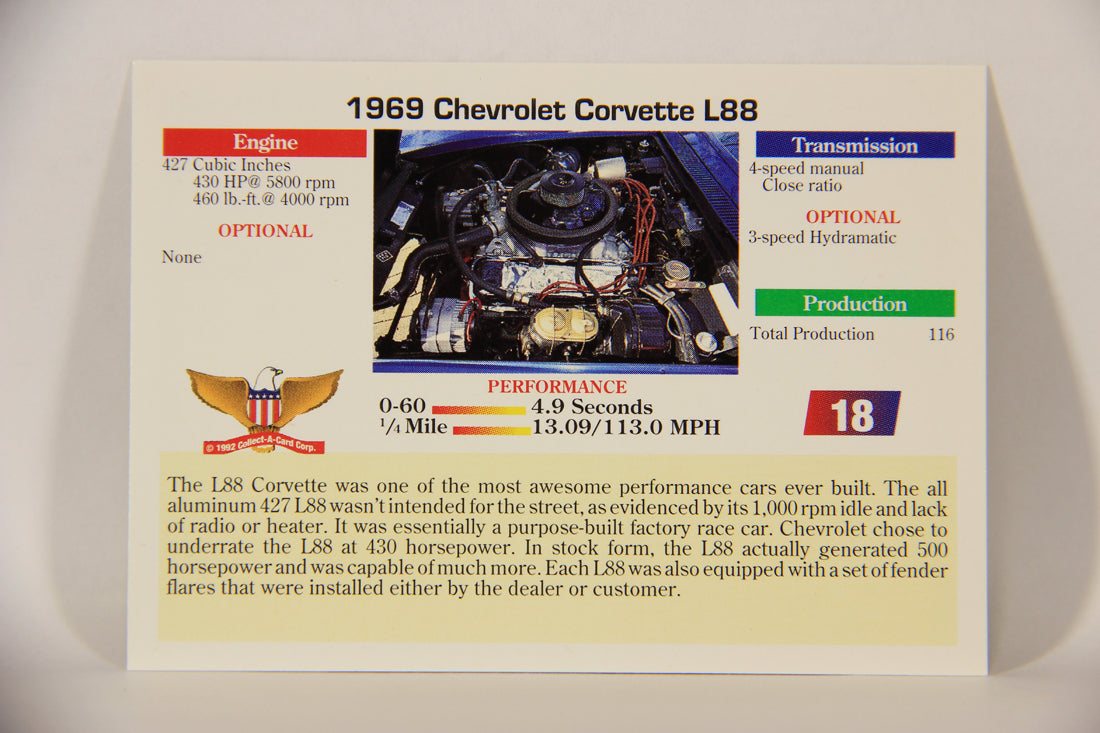Musclecars 1992 Trading Card #18 - 1969 Chevrolet Corvette L88 L011360