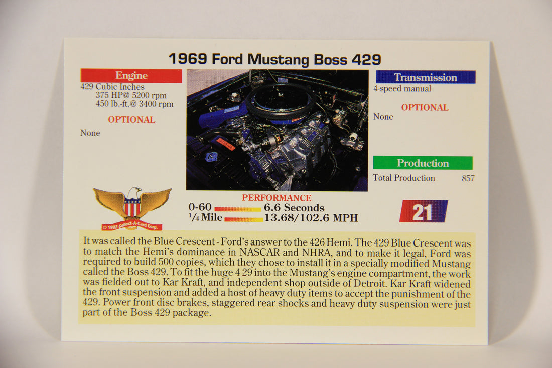 Musclecars 1992 Trading Card #21 - 1969 Ford Mustang Boss 429 L011363