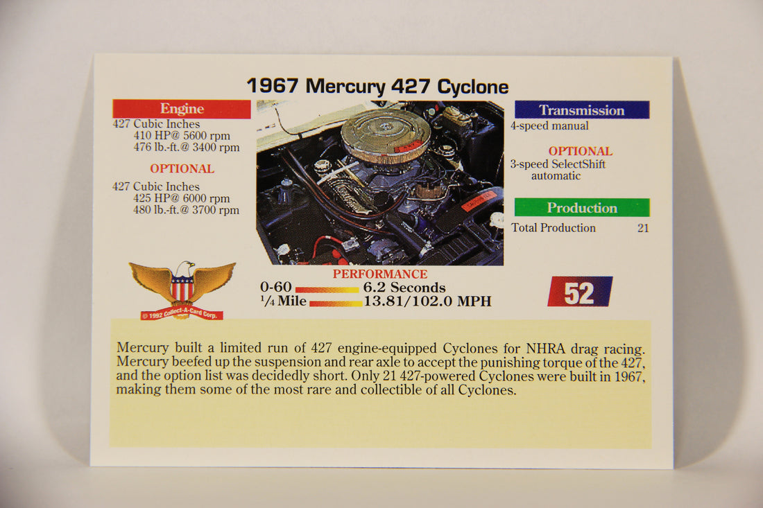 Musclecars 1992 Trading Card #52 - 1967 Mercury 427 Cyclone L011394