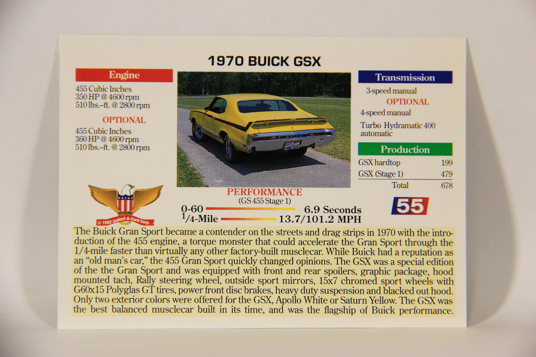 Musclecars 1992 Trading Card #55 - 1970 Buick GSX L011397
