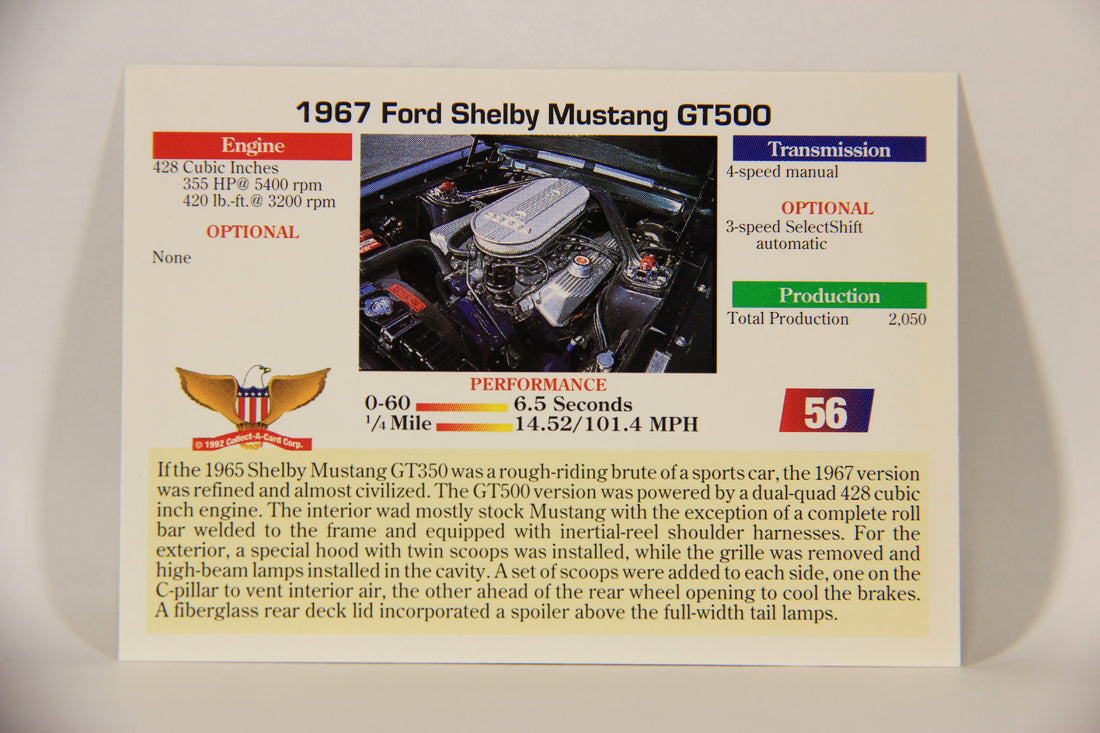 Musclecars 1992 Trading Card #56 - 1967 Ford Shelby Mustang GT500 L011398
