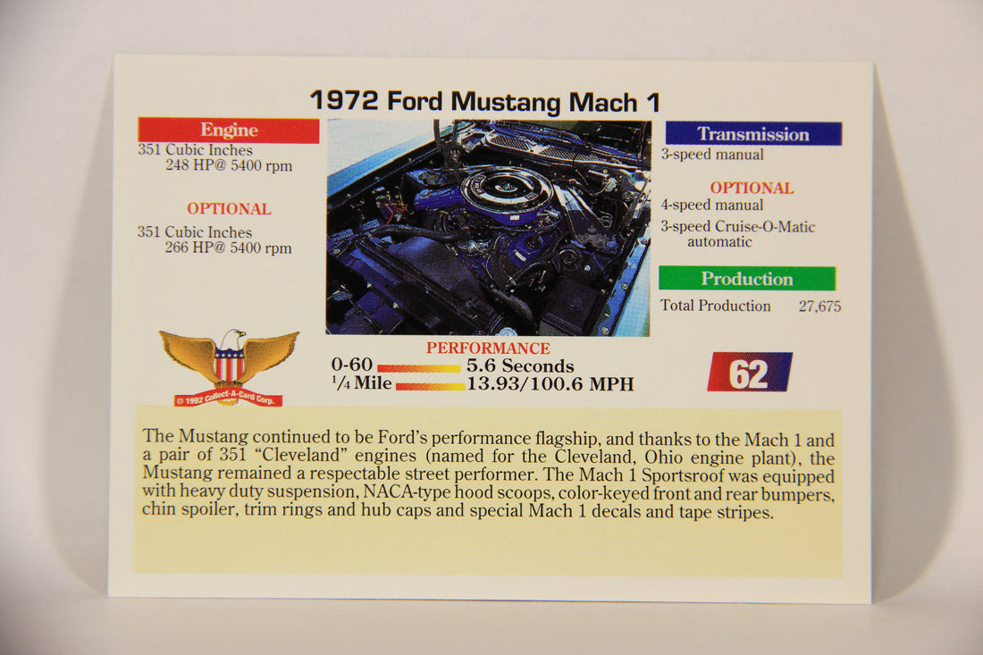 Musclecars 1992 Trading Card #62 - 1972 Ford Mustang Mach 1 L011404
