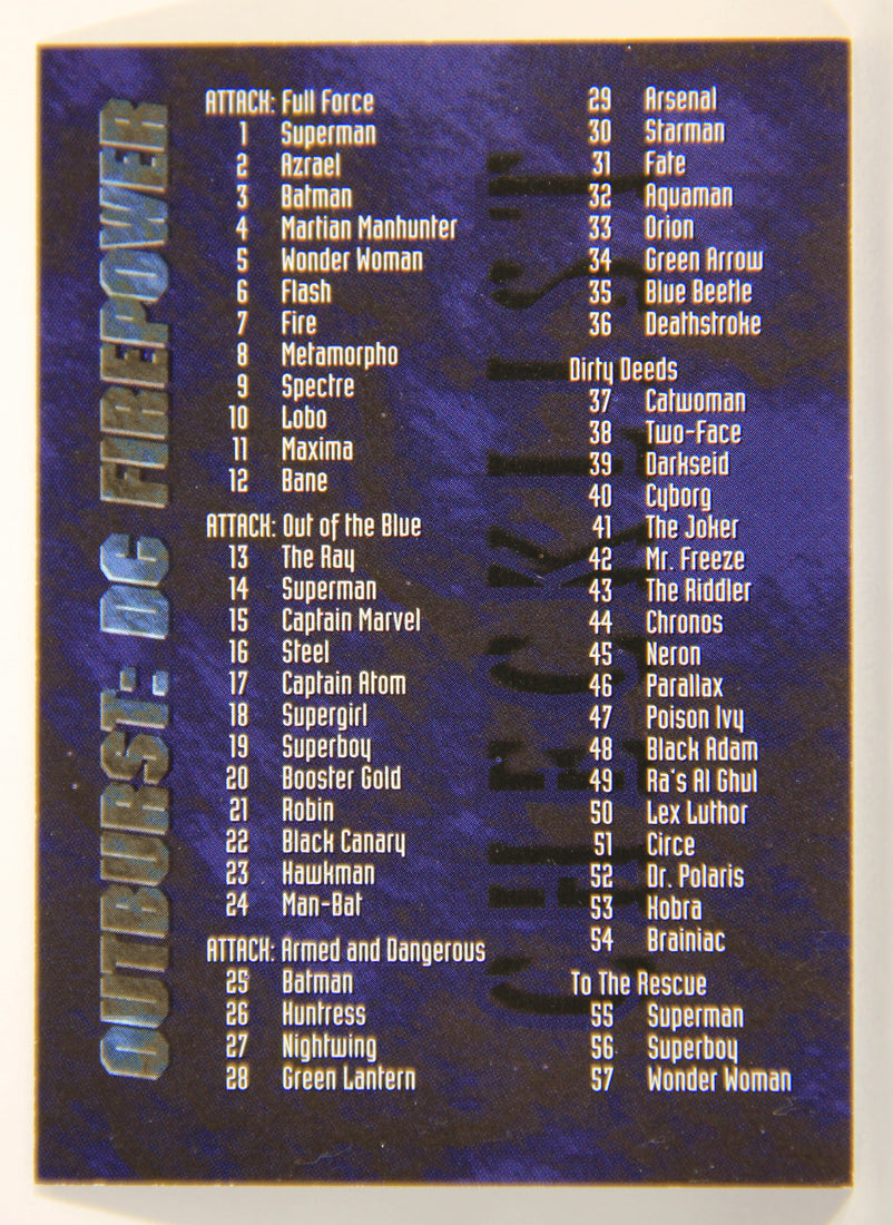 DC Outburst Firepower 1996 Trading Card #80 Checklist L011508