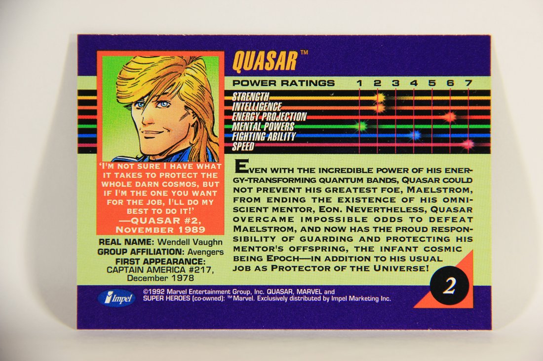 1992 Marvel Universe Series 3 Trading Card #2 Quasar ENG L011866