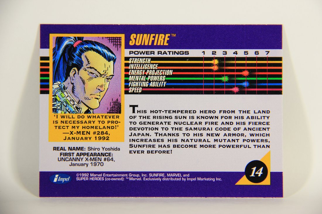 1992 Marvel Universe Series 3 Trading Card #14 Sunfire ENG L011877