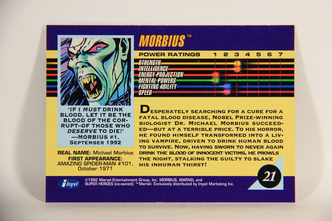 1992 Marvel Universe Series 3 Trading Card #21 Morbius ENG L011884