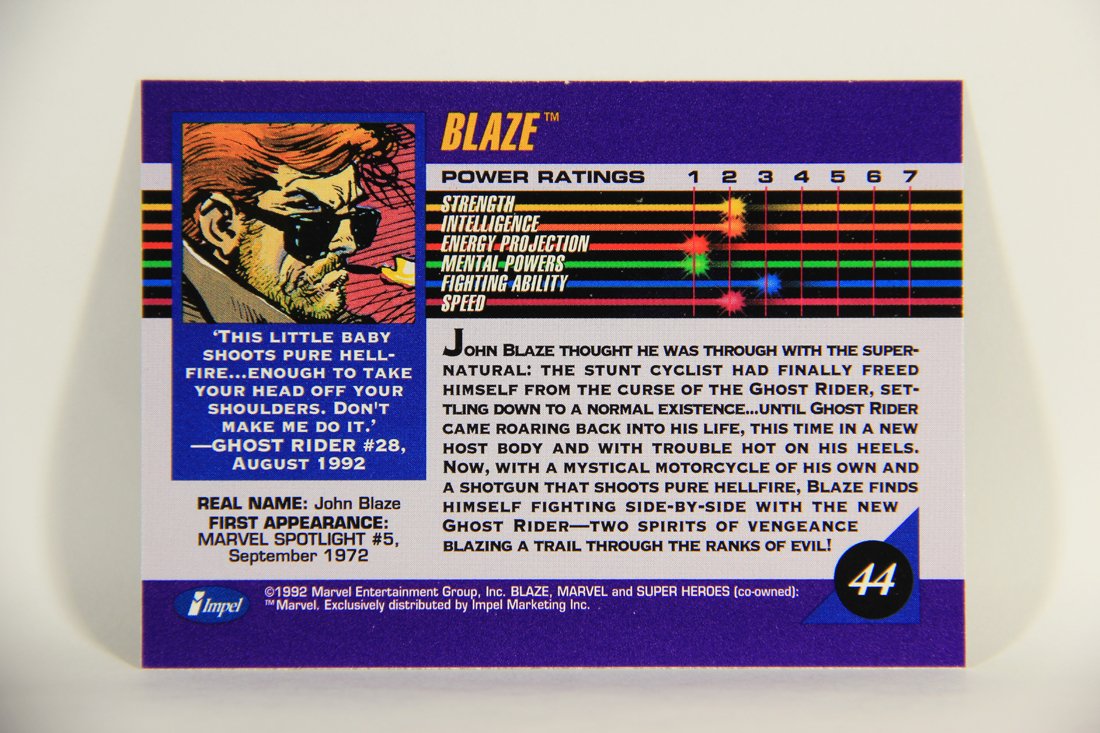 1992 Marvel Universe Series 3 Trading Card #44 Blaze ENG L011907