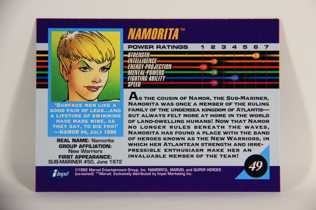 1992 Marvel Universe Series 3 Trading Card #49 Namorita ENG L011912