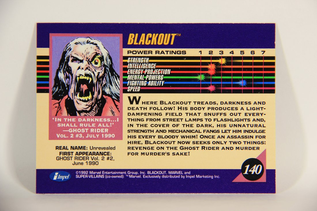 1992 Marvel Universe Series 3 Trading Card #140 Blackout ENG L012003
