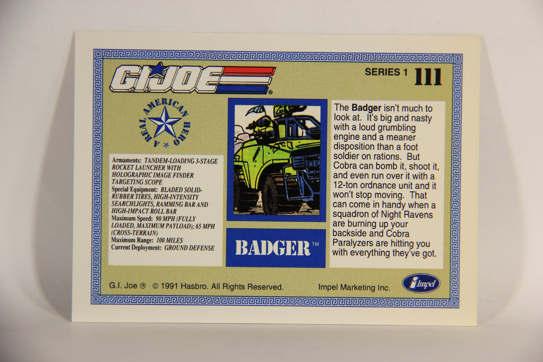 GI Joe 1991 Impel Trading Card #111 Badger ENG L012332