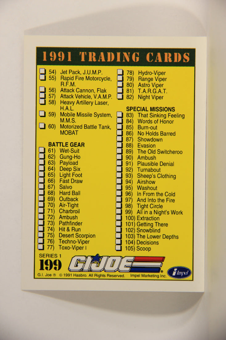 GI Joe 1991 Impel Trading Card #199 Checklist 1 ENG L012420