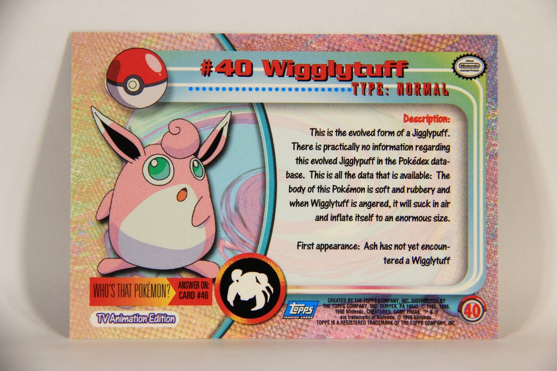 Pokmon Card Wigglytuff #40 TV Animation Blue Logo 1st Print ENG L0125 AGS Collectibles Pokmon Card Wigglytuff #40 TV Animation Blue Logo 1st Print ENG L0125 AGS Collectibles