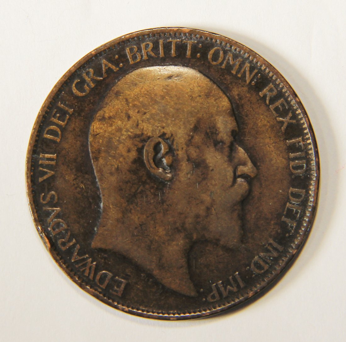 1902 Great Britain One Penny King Edward VII Circulated Large Penny Coin Ungraded L012541