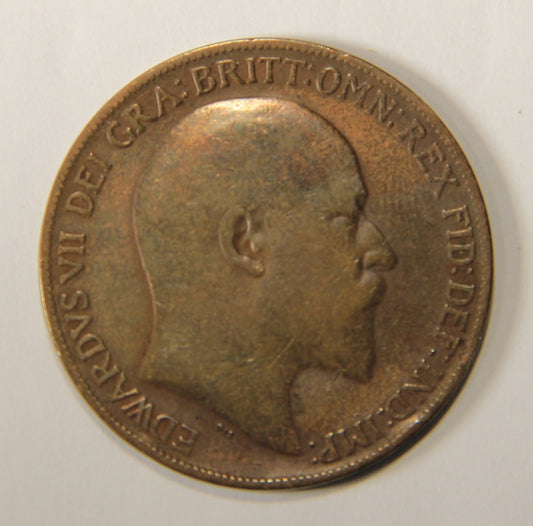 1908 Great Britain One Penny King Edward VII - Large Penny Coin L012542