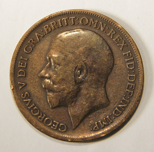 1917 Great Britain One Penny George V - Large Penny Coin L012545