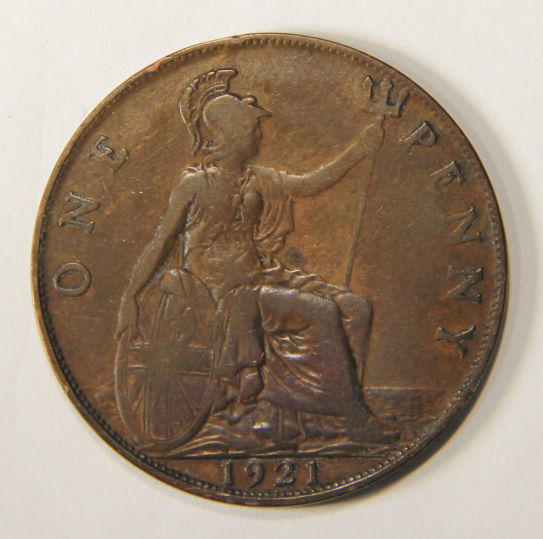 1921 Great Britain One Penny George V - KM#810 Large Penny Coin L012547