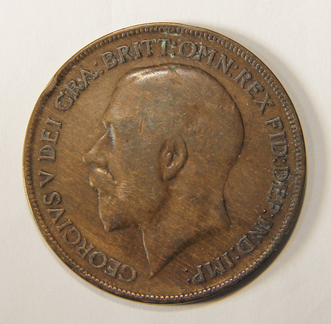 1921 Great Britain One Penny George V - KM#810 Large Penny Coin L012547