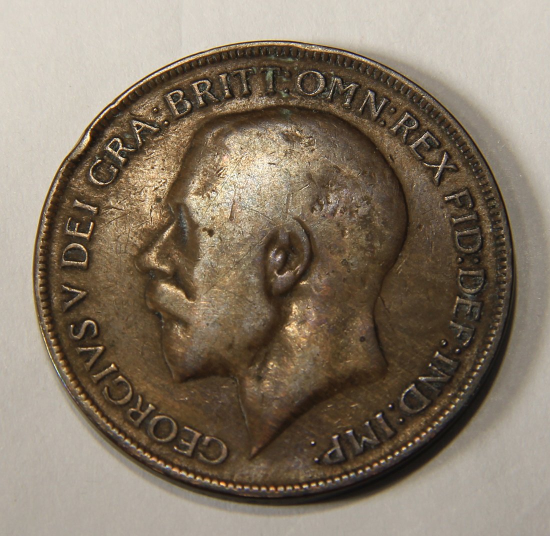 1921 Great Britain One Penny George V - KM#810 Large Penny Coin L012547