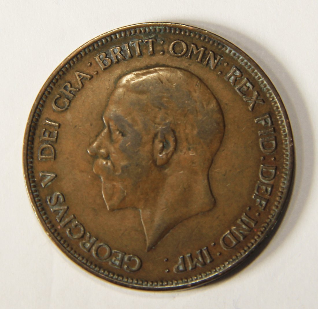 1930 Great Britain One Penny George V Circulated Large Penny Coin Ungraded L012552