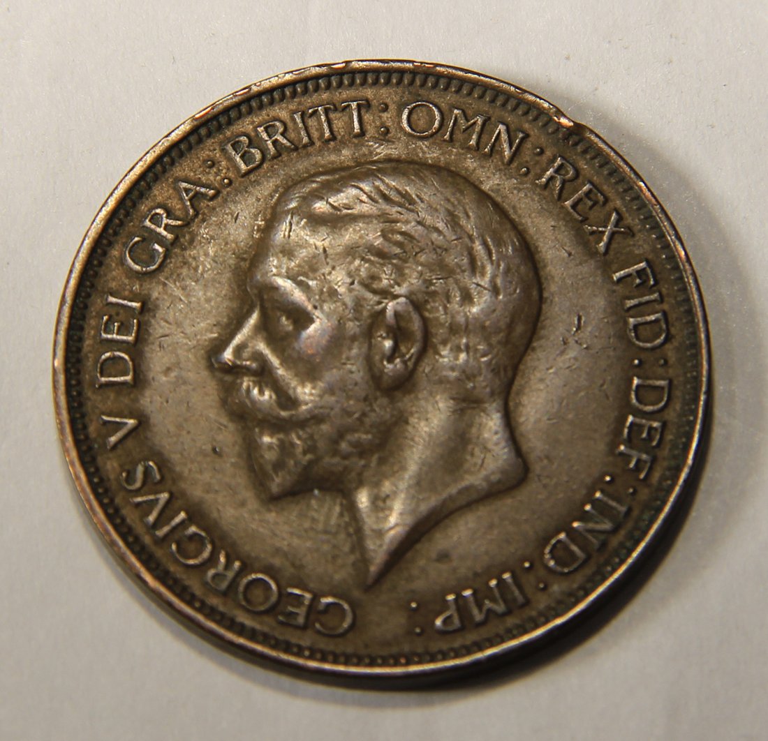 1936 Great Britain One Penny George V Circulated Large Penny Coin Ungraded L012554