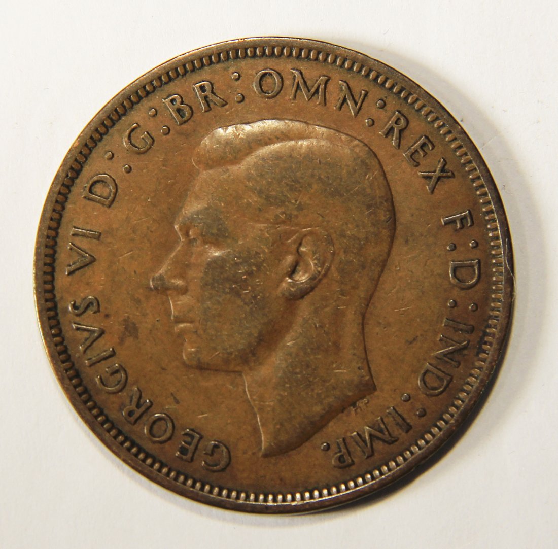 1939 Great Britain One Penny George V - KM#845 Large Penny Coin L012555