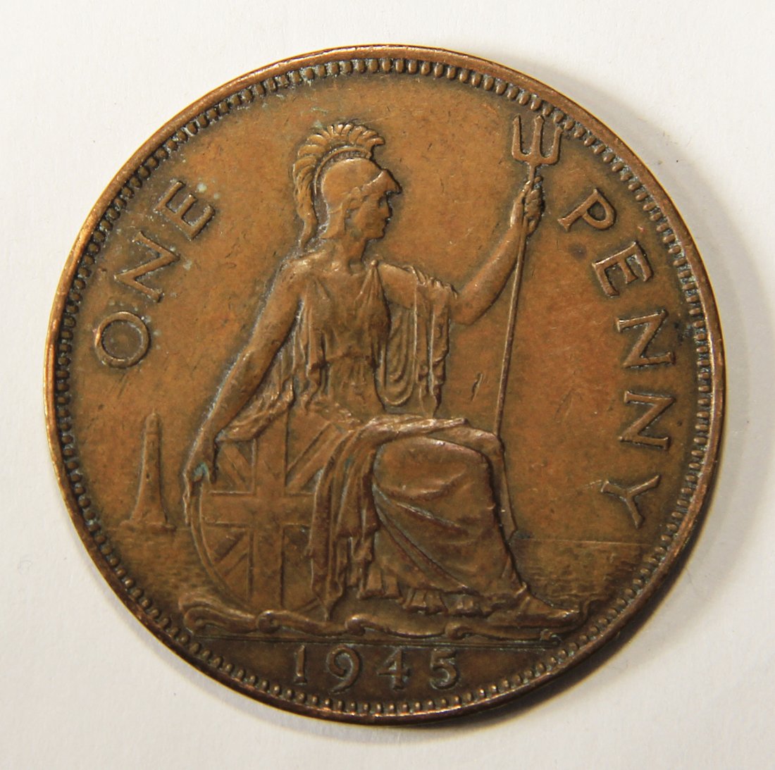 1945 Great Britain One Penny George VI - KM#845 Large Penny Coin L012557