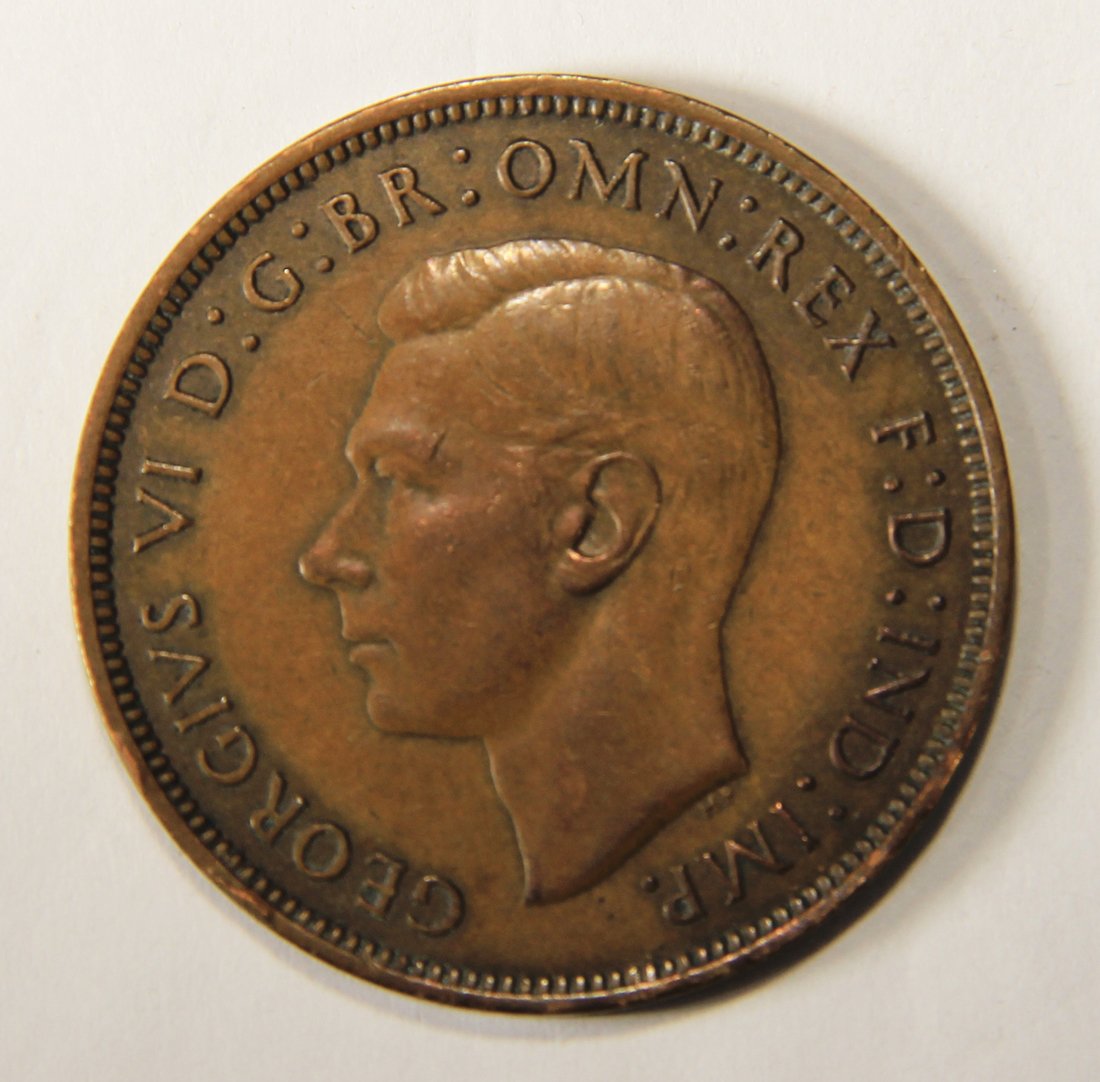 1945 Great Britain One Penny George VI - KM#845 Large Penny Coin L012557