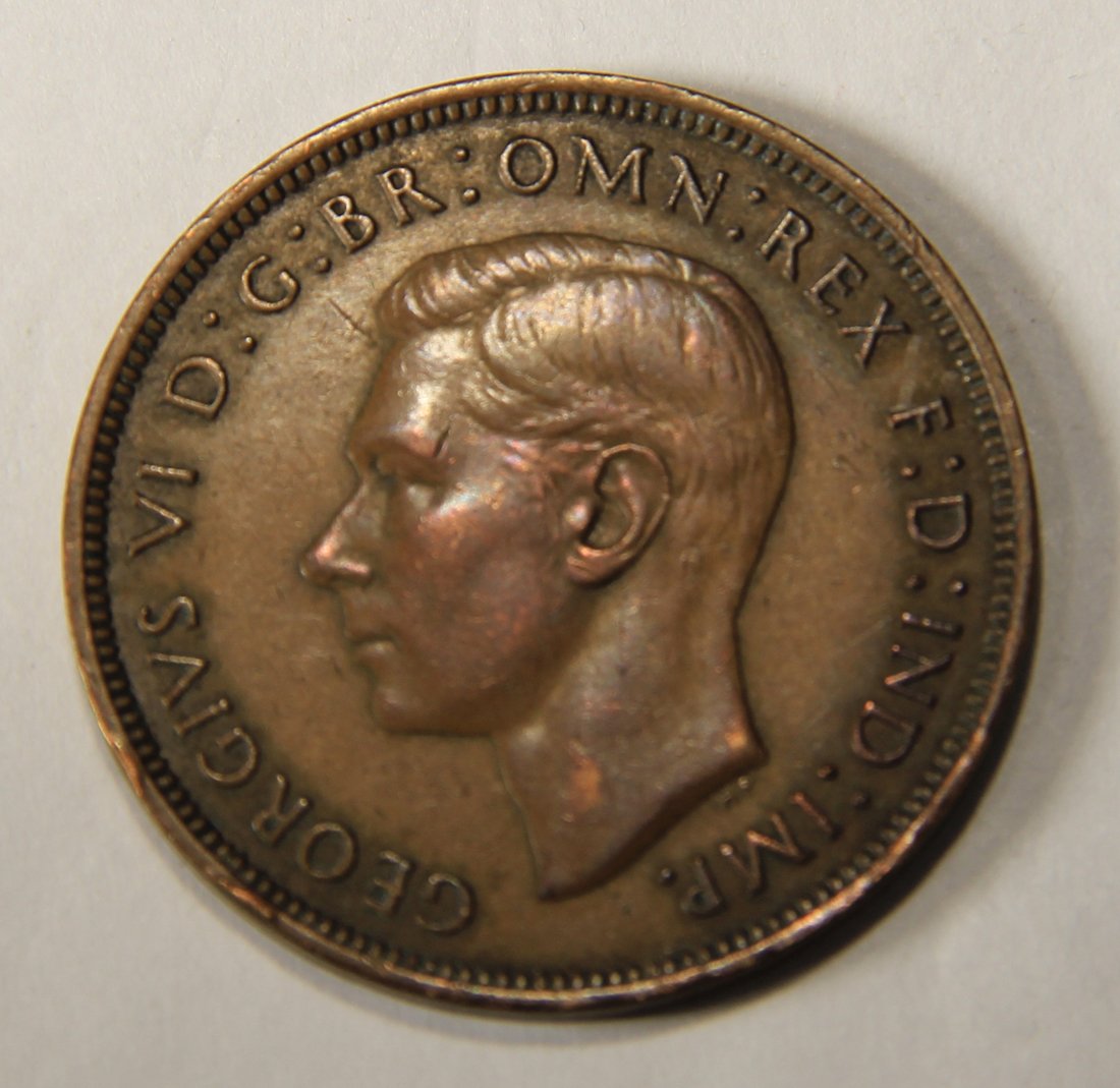 1945 Great Britain One Penny George VI - KM#845 Large Penny Coin L012557