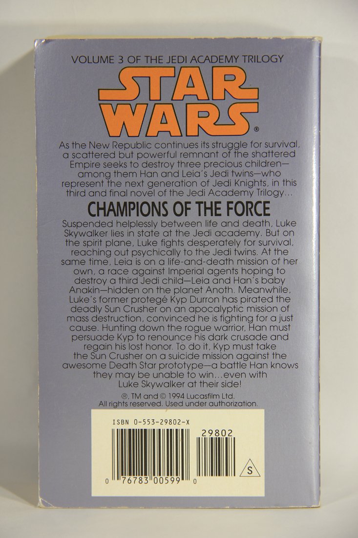 Star Wars Paperback Jedi Academy Trilogy Vol.3 Champions Of Force By Kevin J. Anderson ENG L012613