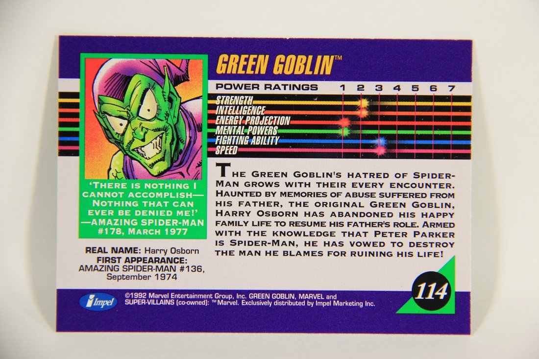 1992 Marvel Universe Series 3 Trading Card #114 Green Goblin ENG L012669