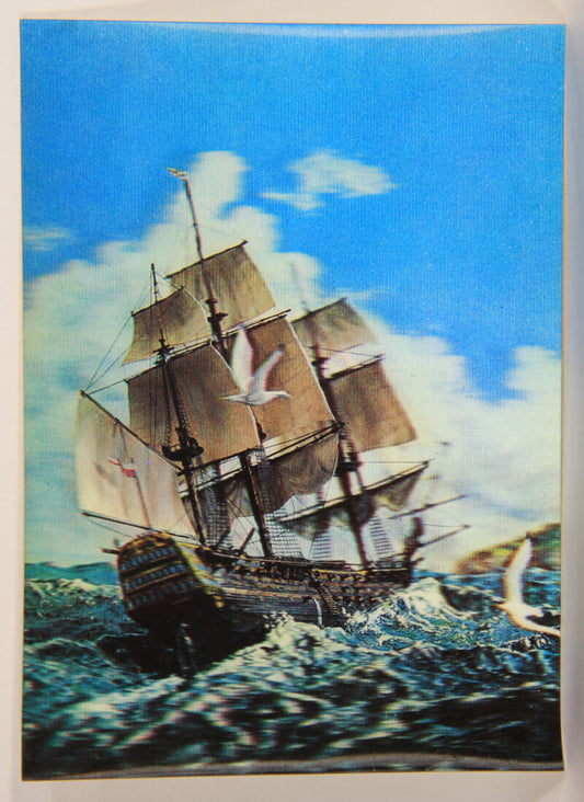 Vintage 3D Lenticular Postcard Galleon Ship And Seagull L013256