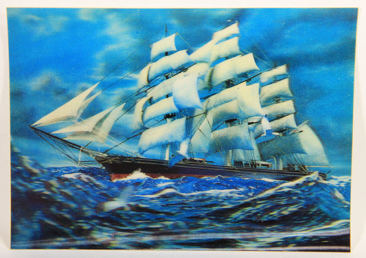Vintage 3D Lenticular Postcard 4-Masted Sailing Ship At Sea L013259