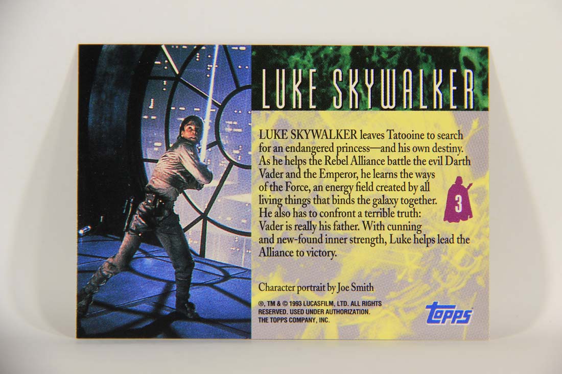 Star Wars Galaxy 1993 Topps Trading Card #3 Luke Skywalker Artwork ENG L013497